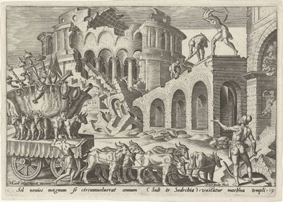 The Chaldeans Plunder the Temple of Jerusalem (The Days of Calamity of the Jewish People) by Philips Galle