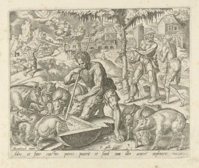 The Prodigal Son as a Swineherd Parable of the Prodigal Son (series title) by Philips Galle