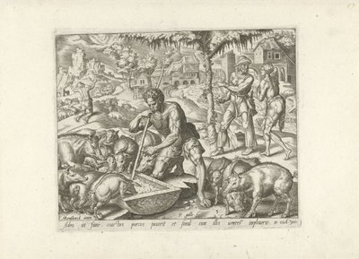 The Prodigal Son as a Swineherd by Philips Galle