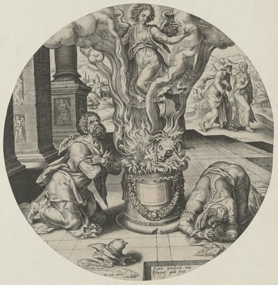 Angel Appears in the Flames by Philips Galle