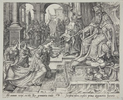 Esther Before Ahasuerus, Inviting Him for a Banquet by Philips Galle