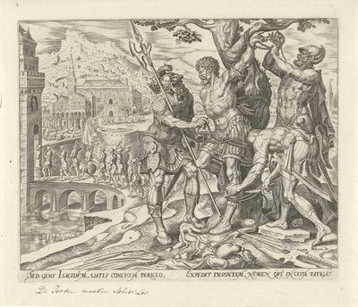 Israelites Cutting Achior Loose by Philips Galle