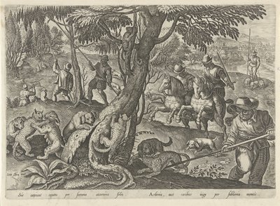 Wild Cat Hunt (series title: Hunting Scenes) by Philips Galle