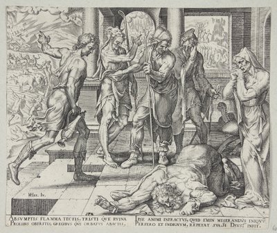 Job Receiving the Ill-News of His Misfortunes by Philips Galle