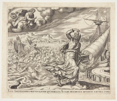 Jonah fleeing the presence of the Lord by Philips Galle