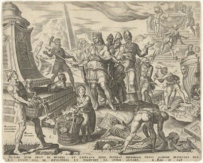King Josiah Desecrates the Altar in Bethel (History of King Josiah series) by Philips Galle