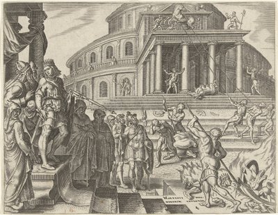 King Josiah Removes the Horses and Chariots Dedicated to the Sun by Philips Galle