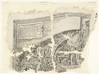 Upper Left Corner of a Print of the Scene of Cebes (Tabula Cebetis Carta Vitae) by Philips Galle