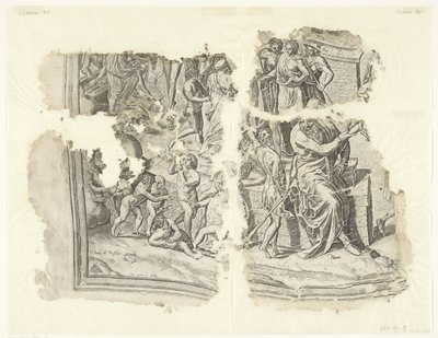Lower Left Corner of a Print of the Scene of Cebes (Tabula Cebetis Carta Vitae) by Philips Galle