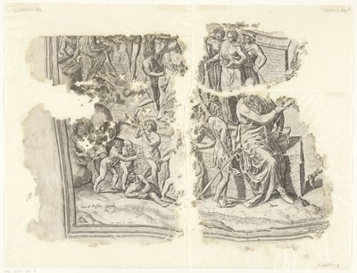 Lower Left Corner of a Print of the Scene of Cebes (Tabula Cebetis Carta Vitae) by Philips Galle