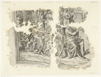 Lower Left Corner of a Print of the Scene of Cebes by Philips Galle