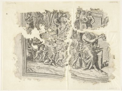Lower Left Corner of a Print of the Scene of Cebes by Philips Galle