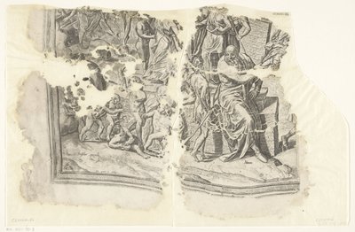 Lower Left Corner of a Print of the Scene of Cebes by Philips Galle
