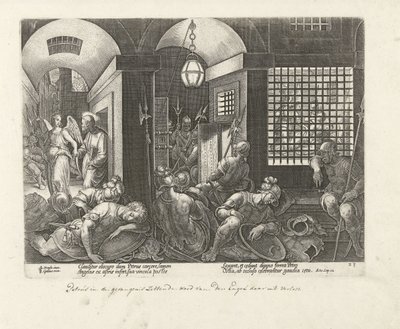 Peter Freed from Prison by the Angel (Acts of the Apostles) by Philips Galle