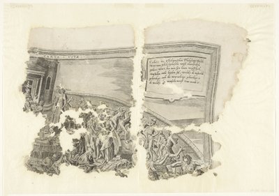 Upper Right Corner of a Print of the Scene of Cebes (Tabula Cebetis Carta Vitae) by Philips Galle