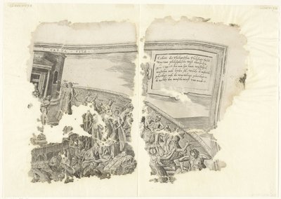 Upper Right Corner of a Print of the Scene of Cebes (Tabula Cebetis Carta Vitae) by Philips Galle