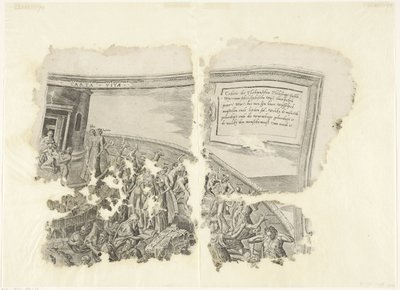 Upper Right Corner of a Print of the Scene of Cebes (Tabula Cebetis Carta Vitae) by Philips Galle