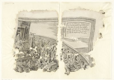 Upper Right Corner of a Print of the Scene of Cebes (Tabula Cebetis Carta Vitae) by Philips Galle