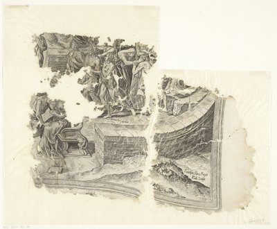 Lower Right Corner of a Print of the Scene of Cebes (Tabula Cebetis Carta Vitae) by Philips Galle