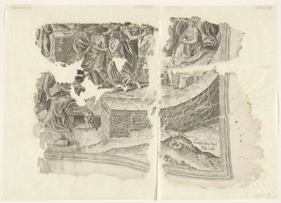 Lower Right Corner of a Print of the Scene of Cebes by Philips Galle