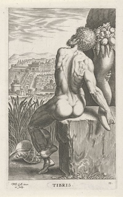 River God Tiber (series title: River and Sea Gods) by Philips Galle