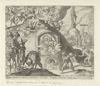 Shadrach, Meshach, and Abednego Thrown into the Fire by Philips Galle