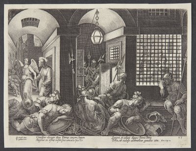 St. Peter Freed from Prison by the Angel by Philips Galle