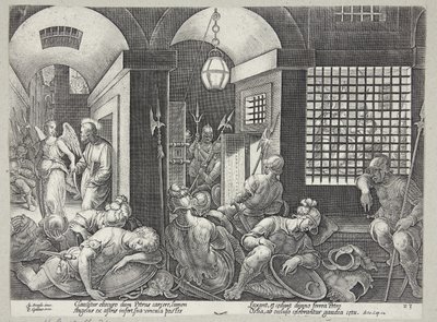 St. Peter Freed from Prison by the Angel by Philips Galle