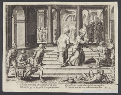 St. Peter Healing the Lame at the Beautiful Gate by Philips Galle