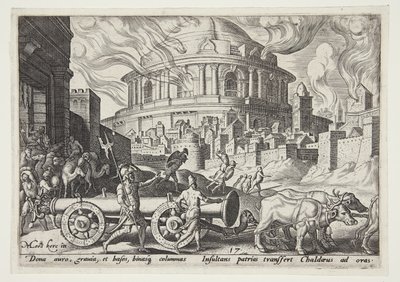 The Chaldeans Carrying Away the Pillars of the Temple of Jerusalem by Philips Galle