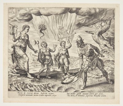 The Lord Endowing the Diligent Worker with Food and Clothing by Philips Galle