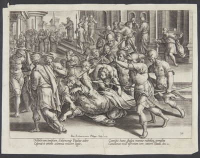 The Chief Captain Preventing the Jews from Killing Paul by Philips Galle