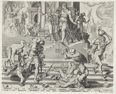 The Destruction of the Temple of Baal and the Slaughter of His Priests by Philips Galle