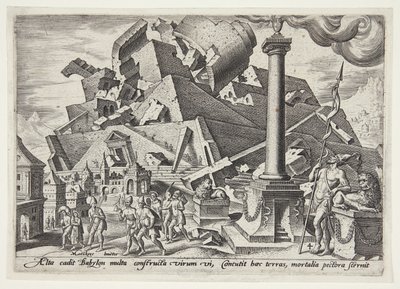 The Destruction of the Tower of Babel and the Dispersion of the Peoples by Philips Galle