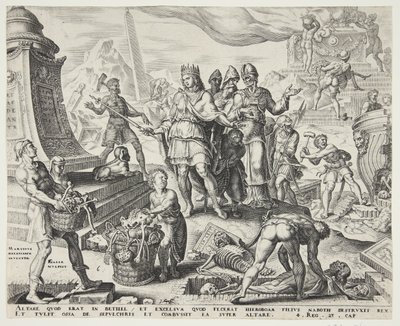 The Destruction of the Altar at Bethel and the Exhumation of the Bones from the Sepulchres by Philips Galle
