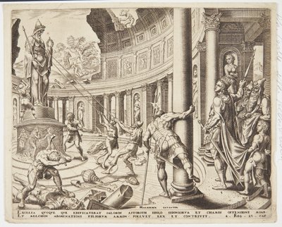 The Destruction of the Temple of Ashtoreth, Chemosh and Milcom by Philips Galle