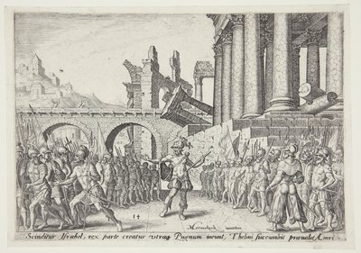 The People of Israel Divided Between Tibni and Omri by Philips Galle