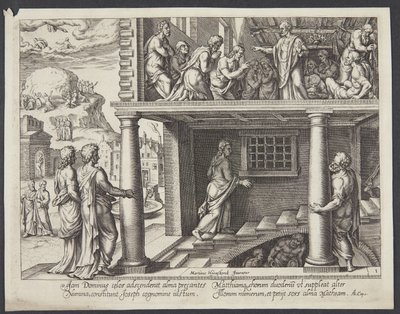 The Return of the Apostles from Mount Olivet and the Election of Matthias as Apostle by Philips Galle