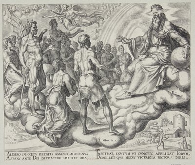 The Sons of God, Satan, Amongst Them, Present Themselves Before the Lord by Philips Galle