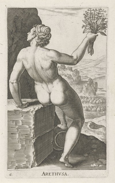 Water Nymph Arethusa, Stream and Water Nymphs (series title) by Philips Galle