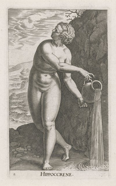 Water Nymph Hippoccrene (series title: Stream and Water Nymphs, Nimpharum oceanitidum, ephydridum potamidum naiadum) by Philips Galle