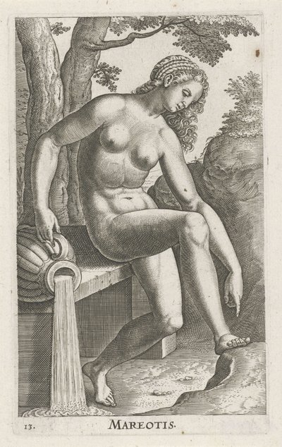 Water Nymph Mareotis (series title: Stream and Water Nymphs, Nimpharum oceanitidum, ephydridum potamidum naiadum) by Philips Galle
