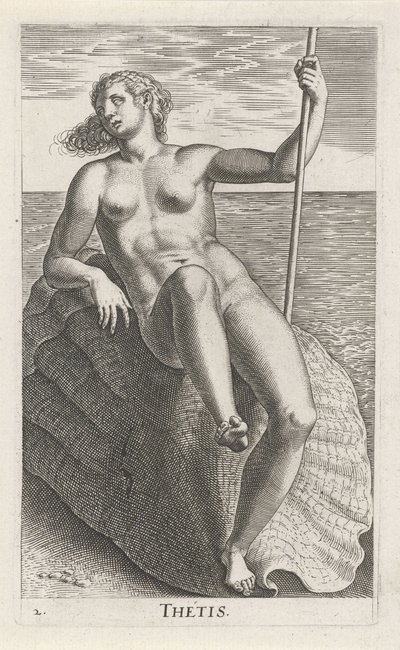 Water Nymph Thetis (Thetis) (River and Water Nymphs) by Philips Galle