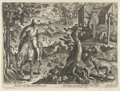 Wolf Hunt with Traps (series title: Hunting Scenes) by Philips Galle