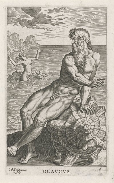 Sea God Glaucus (River and Sea Gods) by Philips Galle