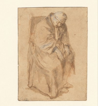 Joost van den Vondel, sleeping in a chair by Philips Koninck