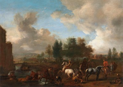 Horses Watering: a Landscape by Philips Wouwerman