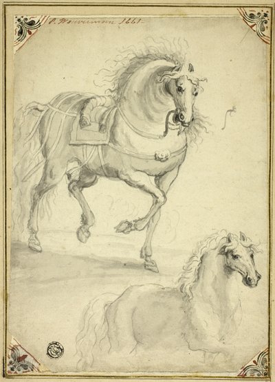 Two Sketches of Trotting Horse by Philips Wouwerman