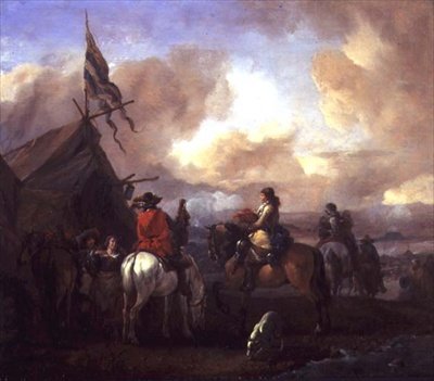 Cavalrymen in a Military Encampment by Philips Wouwermans or Wouwerman