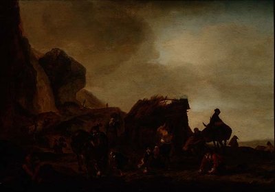 Travellers and Beggars by a Ruined Hut by Philips Wouwermans or Wouwerman